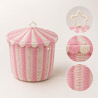 Paper Rope Woven Storage Basket Circus Stripe Hamper for Kids Room Decor and Laundry