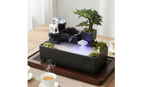 Peaceful Atmosphere Desktop Water Fountain Atomizer Mist Feng Shui Fountain Portable LED Light Water Feature Air Humidifying for Office, Tea Room