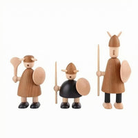 3 Pieces Wooden Nordic Figurines Black Accents House Decoration Retro Style Holiday Decor