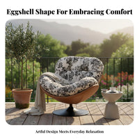Eggshell Shape Floral rotating cocoon Chair Vintage and aestheticd after Living Room Seating Oversized Home Design Furniture for Readers, Adults, Homeowners, Balcony, Bedroom, book Corner, Lounge Area