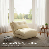Padded Cushion Single Lazy Sofa Ergonomic Convertible Tatami Chair High-Density Foam Reclining Floor Sofa Bed Soft Textile for Apartment Dwellers, Young Adults, Bay Window, Small Areas, Balcony, Living Room