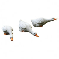 3 Pieces Decorative Goose Figurines White Goose Garden Statues Yard Ornament Realistic Orange Beak for Pond