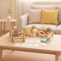 Grocery Store Toy Set Solid Wood Imitation Groceries Set with Crates Educational Pretend Supermarket for Preschoolers, Young Children, Playroom