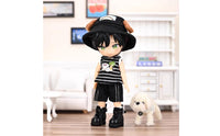 Leather-Like Finish Miniature High-Top Doll Boots Ankle Strap Lace-up Doll Boots Stitched Panels Pull Tabs