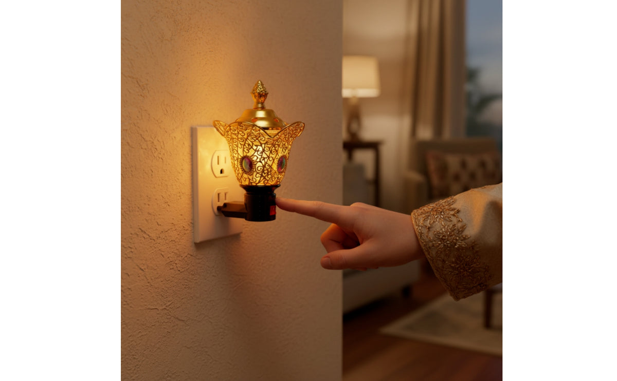Electric Scent Warmer Electrically-Powered Scent Warmer with Handles Gold-Finished for Home Fragrance, Tea-Serving Areas
