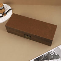 Watch Organizer with Glass Lid Wooden Timepiece Organizer Storage Box with Glass Lid Wood-Grain for Collectors, Dresser, Bedside Table, Retail Counter