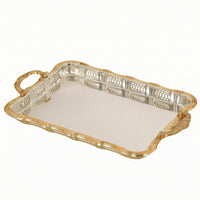 Metal Serving Tray Serving Tray with Handles Openwork for Sideboard