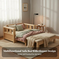 Multi-Functional Pull-extendable Sleeper Loveseat Space-Saving expandable Slatted Daybed Single to Double Conversion Sofa Bed long-lasting Frame for Small Apartment Dwellers, Students, Homeowners, Living Room, Bedroom, Home Office