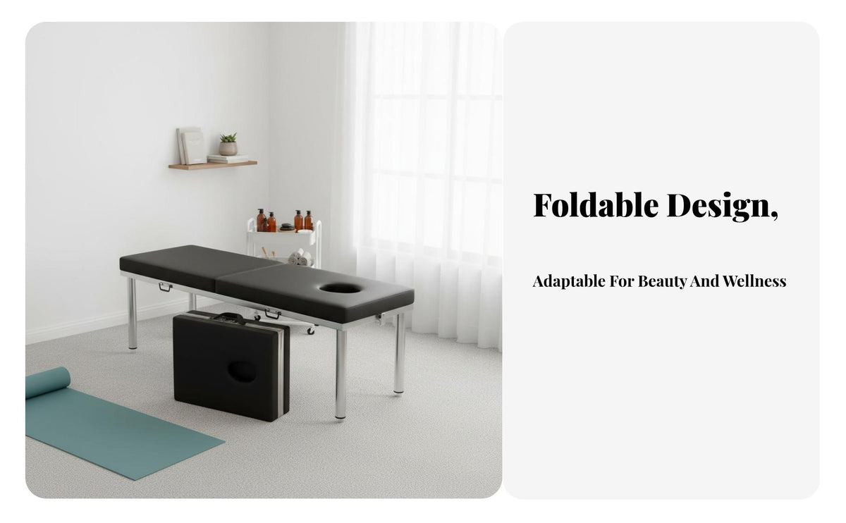 Foldable Design Portable Massage Table Lightweight Folding Massage Table Skin-Friendly Leather Folding Beauty Bed Waterproof for Acupuncturists, Estheticians, Mobile Professionals, Spa, Medical Facility