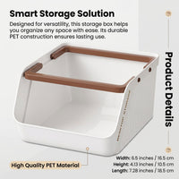 Clear Desktop Organizer Basket with Handle, Stackable Storage Boxes for Shelves, Desk for Students, Small Wardrobe