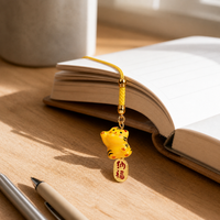 Ceramic Maneki-Neko Persimmon Charm Keychain for Bags and Keys