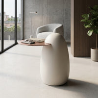 Side Table with Storage Fully Assembled Oval Side Table Modern Nightstand for Living Room, Bedroom, Reading Corner