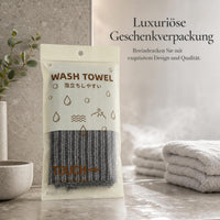 Japanese Exfoliating Bath Towel Long Back Scrubber for Men and Women, Painless Mud Removal Sauna Towel