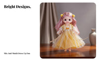 Ancient BJD Doll Billowing Sleeves Traditional Chinese Gown Design Dressing up Doll Intricate Details Chinese Princess Gown for Girls, Kids