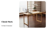 Multipurpose Rectangular Calligraphy Table Polished Tabletop Chinese Design Tea Table Sturdy Structure Small Solid Wood Computer Desk Rounded Corner Design for Homeowners, Students, Adults, Living Room, Bedroom, Home Office