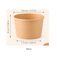 50 Pieces Kraft Paper Dessert Cup Plain Finish 8 Oz Paper Cup Compostable