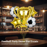 5 Pieces Large Size Champion Award Foil Balloon Reusable Soccer Ball Foil Balloon Self-Sealing for Children, Parents