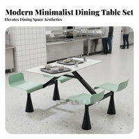 4 Person Dining Table Easy to Clean Unified Dining Unit High Load Bearing Rectangular Fast Dining Table for Employees, Cafeteria, Service Area