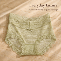 Underwear Women High Waisted Knickers with Lace Trim, Breathable Nylon Panties with Gusset Lining, Comfortable Flexible Fit for Everyday Wear