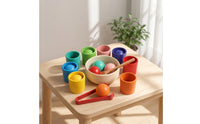 Sorting Toy with Cups and Balls Wooden Educational Sorting Set Educational Balls in Cups Toy for Young Children, Preschoolers, Homeschooling, Playroom