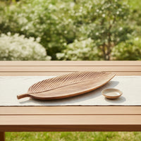 Carved Walnut Wood Tray Wooden Leaf Tray Rustic Leaf Serving Platter Organic for Hosts