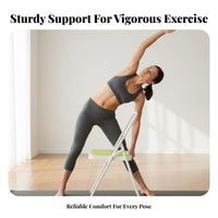 PU Leather Seat Iyengar Mind-Body Exercise Chair Foldable Iyengar Auxiliary Chair Assists Stretching Backless Exercise Stool Portable for Beginners, Seniors, Home Use, Gym