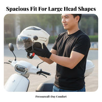 Large Head Circumference Helmet 3C Certified Motorcycle Half Helmet All Season Riding Gear for Men, Street Commuting, Highway Cruising, Outdoor Sports