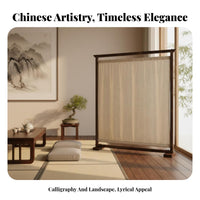 Zen Aesthetic Single-Panel Standing Screen Minimalist Design Room Divider Sturdy Frame Home Furnishing Opaque Textile for Tea Ceremony Enthusiasts, Meditation Practitioners, Bedroom, Entrance Hall, Studio Apartment, Restaurant
