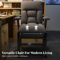 Sit and Lie Function transformable Lounger Adjustable Recline Reclining Chair Ergonomic Design Folding Armchair Padded Cushioning for Office Workers, Students, Homeowners, Home, Living Room, Bedroom, Balcony