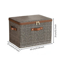 Zipper Closure Foldable Textile Storage Box Side Handles Zippered Textile Storage Box Fitted Lid Home Organizer Textured Woven Pattern
