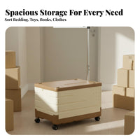 Foldable Storage Box with Lid Large Capacity Foldable Storage Box Space-Saving Foldable Organizer with Wheels for Playroom, Dorm Room, Car Trunk