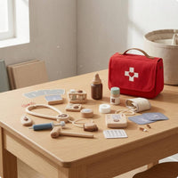 Wooden Physician Role-Play Set Easy to Store Medical Role-Play Children's Plaything Plaything for Children
