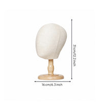 textileCovered Mannequin Head with Wooden Stand Freestanding Mannequin Head Stand Stable Sturdy for Stylists, Retail Counters