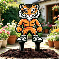 Outdoor Animal Silhouette Stake Whimsical Metal Garden Ornament Decorative Yard Art Colorful for Gardeners, Courtyard