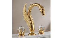 Sculpted Swan Faucet with Two Handles Ornate Swan Bathroom Faucet Raised Long-Lasting for Vanity