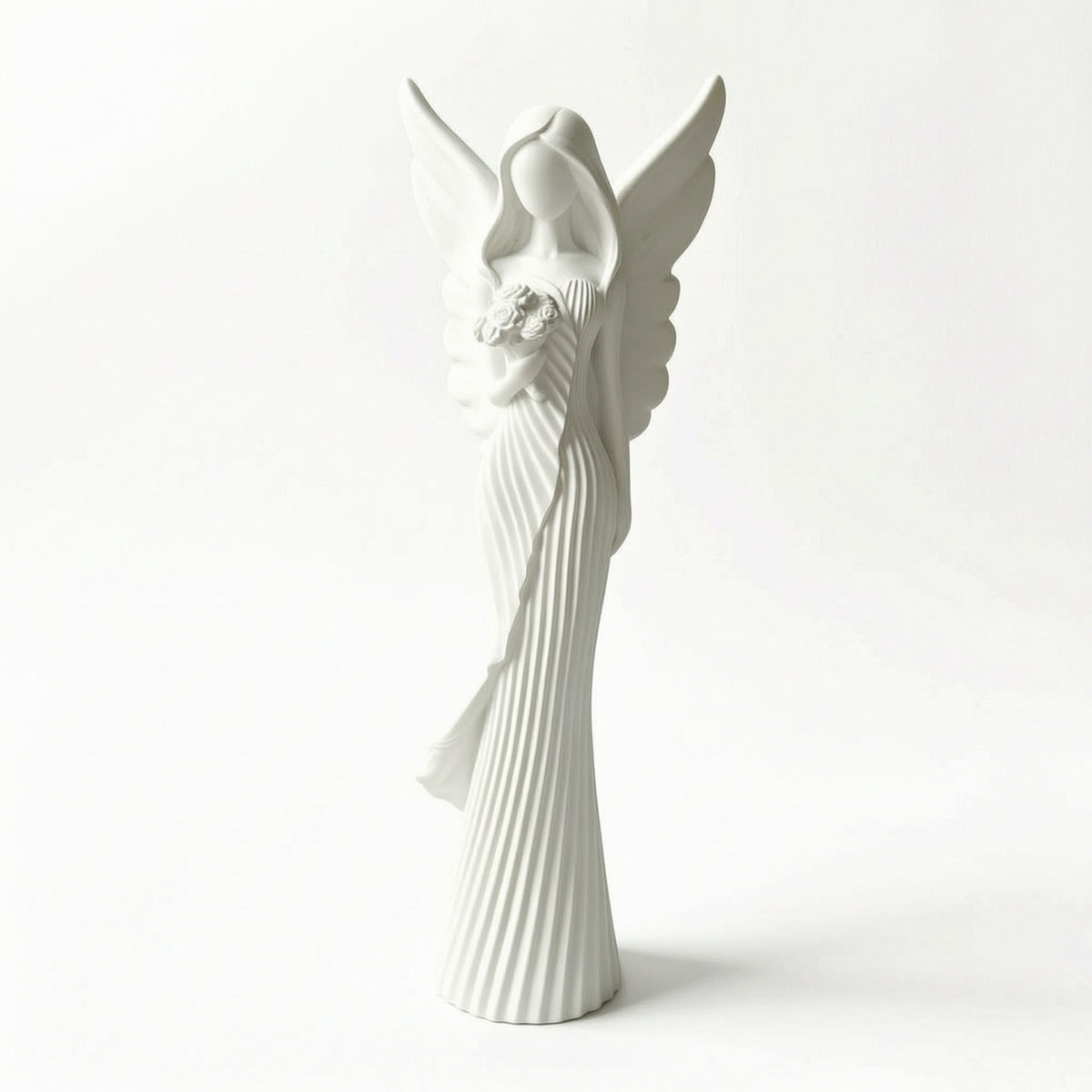 White Angel Figurine Tabletop Angel Figurine with Wings Resin Sculpture Decorative for Collectors, Shelf