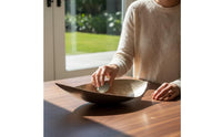 Aluminum Tray with Hammered Finish Textured Boat Tray Sculptural Display Plate for Home Stylists, Interior Designers, Reception Area