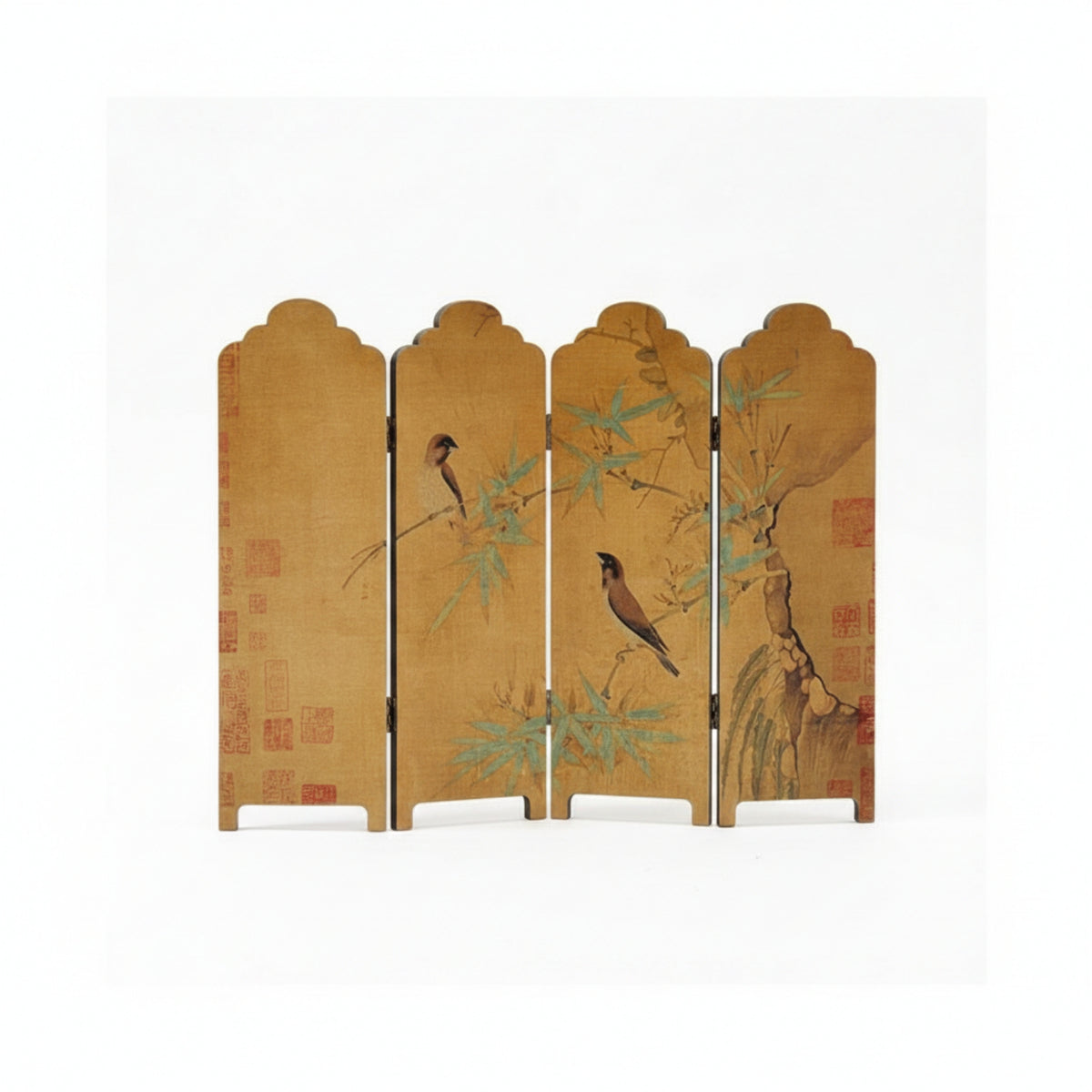 Black Edge Frame Traditional Chinese Style Home Decor Pagodatabletop Screen