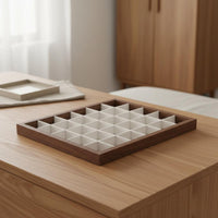 Walnut Wood Grain Organizer Dustproof Glass Lid Jewelry Organizer Jewelry Storage Container Elegant Design