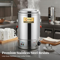 Double Layer Insulation Stainless Steel Water Boiler Anti-Dry Overheat Protection Electric Insulated Barrel Multi-Functional Large Capacity Thermal Pot Temperature Control for Restaurant Owners, Event Organizers, Cafeteria, Hotel, Buffet, Catering Events