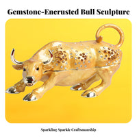 Artisanal Golden Bull Ornament Metal Alloy Construction Golden Ox Ornament Symbol of Wealth for Collectors, Office, Living Room, Bookshelf