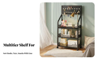 Movable with casters Multi-Tier Pegboard Trolley Space Saving Rolling Shelf adaptable Household Storage Easy Assembly for Students, Homeowners, Office Workers, Living Room, Bedroom, Kitchen, Classroom