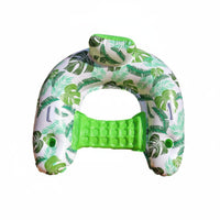 Thickened PVC Material U-Shaped Pool Inflatable Lounger Portable Floating U-Shaped Chair Easy to Inflate Foliage Print Pool Recliner for Adults, Beach, Lake