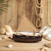 Model Sailboat with Cloth Sails Marine Sailing Boat Model Rustic Desktop Ornament for Desk