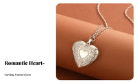 Heart Locket Necklace Photo Frame Locket Adjustable Chain Keepsake for Mothers Day