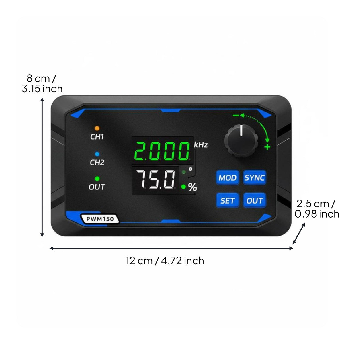 Short Circuit Protection Two-Channel Channel PWM Generator Digital Display Adjustable Frequency Duty Cycle Module Rotary Rotary Controller Control Square Wave Pulse Generator for Engineers, Technicians, Hobbyists, Workshop, Laboratory