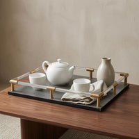 Serving Tray Textured Decorative Organizer Tray Easy to Carry for Decor