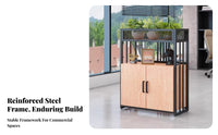 Hollowed-Out Design Low Divider Cabinet with Plant Holder Stable Load-Bearing Space Partiti Single R Reinforced Frame Planter Shelf Large Capacity for Interior Designers, Restaurant Owners, Office Managers, Lobby, Reception Area