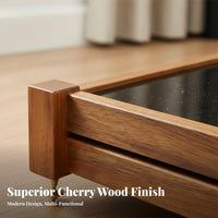 Premium Materials Single Layer Amplifier Stand Stable and Solid Cherry Wood Audio Platform Vibration Damping High-Fidelity Equipment Base Shock-Absorbing for Audiophiles, Home Theater