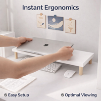display Stand Riser with Desk Storage, Wooden Desktop Screen Risers for Monitors, PC Office Organizer with 4 Legs, Single Tier Design